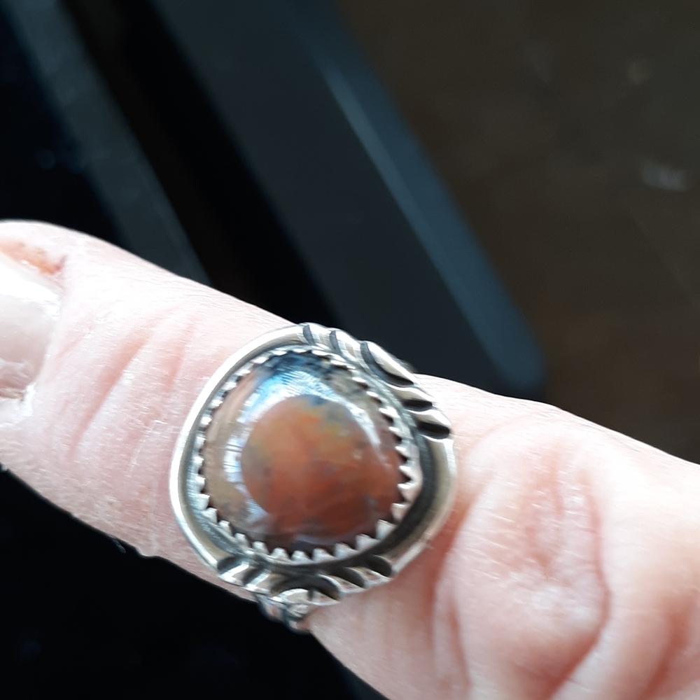 Agate SS ring size 5 3/4 to 6